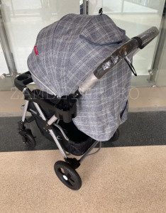 Carucior Nou Nascuti BABY C. PRO 511, Cadru Aluminiu, Maner Reversibil, Spatar Reglabil In 3 Trepte, Amortizoare, Frana Picior,Pliabil, GRI - Img 5