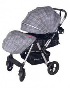 Carucior Nou Nascuti BABY C. PRO 511, Cadru Aluminiu, Maner Reversibil, Spatar Reglabil In 3 Trepte, Amortizoare, Frana Picior,Pliabil, GRI - Img 1