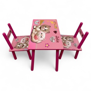 Set masuta cu 2 scaunele copii Pink Cats BPTW15 - Img 3