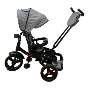 TRICICLETA 5099EVA CU POZITIE DE SOMN, SCAUN REVERSIBIL, FAR CU LUMINI SI MUZICA, GRI - Img 4