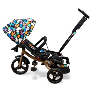TRICICLETA COPII 5099EVA CU POZITIE DE SOMN, SCAUN REVERSIBIL, FAR CU LUMINI SI MUZICA, RAINBOW PLUS - Img 7