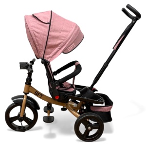 TRICICLETA COPII 5099EVA CU POZITIE DE SOMN, SCAUN REVERSIBIL, FAR CU LUMINI SI MUZICA, ROZ PUDRA PLUS - Img 6
