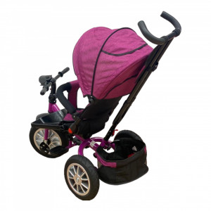 Tricicleta copii ABS Trike Purple , Pozitii Somn, Roti De Cauciuc, Far Cu Sunete Scaun rotativ 01 - Img 6