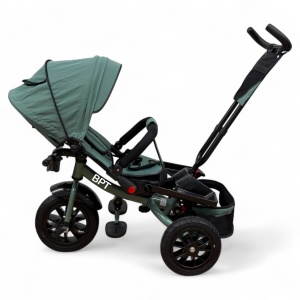 Tricicleta copii cu pozitie de somn,Roti cauciuc plin, muzica si lumini 5099 GREEN - Img 6