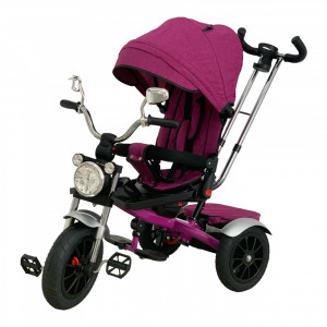Tricicleta copii cu pozitii somn Motostyle Mov, scaun reversibil, roti cauciuc 02 - Img 3