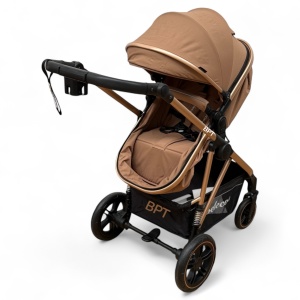 Carucior copii 2 In 1 Belecoo BebeJoy Cu Roti Cauciuc Landou Reversibil Transformabil Baby Beige - Img 8