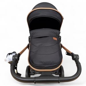 Carucior copii 2 In 1 Belecoo BebeJoy Cu Roti Cauciuc Landou Reversibil Transformabil Baby Black - Img 12