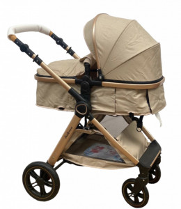 Carucior Copii 2 In 1 Belecoo CLASS Beige Roti Cauciuc, Landou Reversibil Transformabil - Img 5