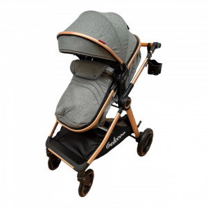 Carucior Copii 2 In 1 Belecoo CLASS Grey Roti Cauciuc Landou Reversibil Transformabil si GENTUTA - Img 4