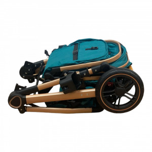 Carucior Copii 2 In 1 Belecoo CLASS Turcoaz Roti Cauciuc, Landou Reversibil - Img 8