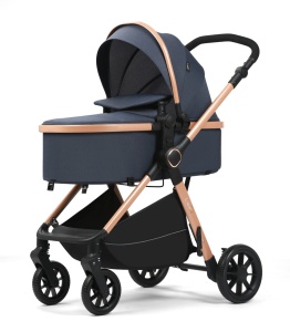 Carucior copii 2 in 1 cu landou transformabil ,husa picioare si geanta Bloom Go BPT FNF7 Bleumarin - Img 2