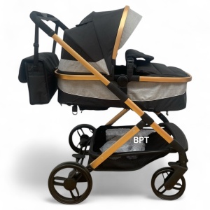 Carucior copii 2 in 1 transformabil Tesy Black Grey - Img 4