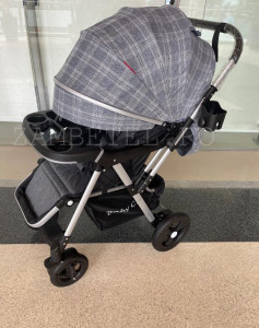 Carucior Nou Nascuti BABY C. PRO 511, Cadru Aluminiu, Maner Reversibil, Spatar Reglabil In 3 Trepte, Amortizoare, Frana Picior,Pliabil, GRI - Img 6