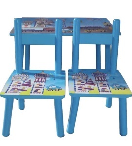 Set masuta cu 2 scaunele copii Blue Cars BPT41 - Img 3