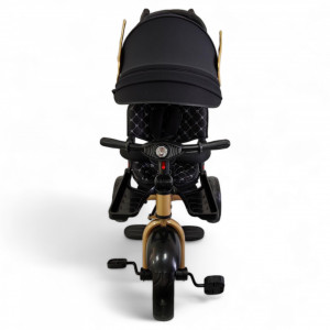 TRICICLETA COPII 5099EVA PLUS CU POZITIE DE SOMN, SCAUN REVERSIBIL, FAR CU LUMINI SI MUZICA BLACK WINGS GOLD - Img 6