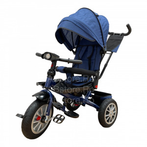 Tricicleta copii ABS TRIKE Jeans, Pozitii Somn, Roti De Cauciuc, Far Cu Sunete Scaun rotativ 01 - Img 2