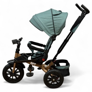 Tricicleta copii cu pozitie de somn,Roti cauciuc plin, muzica si lumini 5099 Green Gold - Img 4