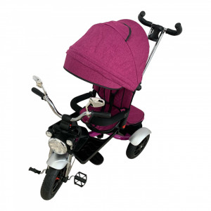 Tricicleta copii cu pozitii somn Motostyle Mov, scaun reversibil, roti cauciuc 02 - Img 4