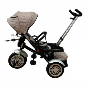Tricicleta copii pozitii somn Motostyle Beige, Scaun Reversibil, Roti Cauciuc 03 - Img 2