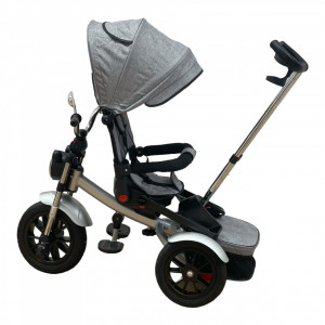 Tricicleta Copii Pozitii Somn Motostyle Grey&Black, Scaun Reversibil, Roti Cauciuc 03 - Img 4