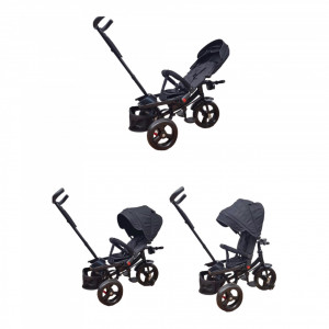 Tricicleta Cu Pozitie De Somn, Muzica Si Lumini, 8 Luni-4 Ani, Negru, UNV-5099EVA-DARK GREY Star - Img 6