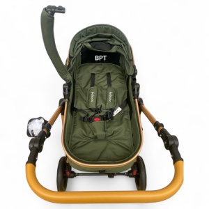 Carucior 2 In 1 Belecoo CLASS Dark Green Roti Cauciuc, Landou Reversibil - Img 7