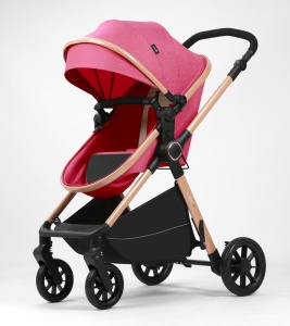 Carucior bebelusi 2 in 1 cu landou transformabil ,husa picioare si geanta Bloom Go BPT FNF7 Roz - Img 4