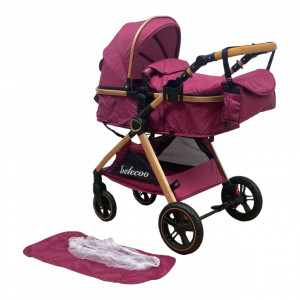 Carucior Copii 2 In 1 Belecoo CLASS Mov Roti Cauciuc, Landou Reversibil - Img 7