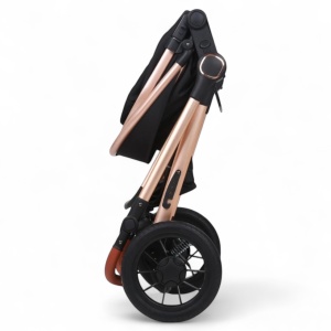 Carucior copii 3 in 1 TrioGo Negru cu maner reversibil , landou transformabil si reversibil, husa de picioare si gentuta H2D - Img 4