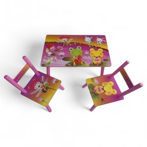 Set masuta cu 2 scaunele copii Pink Frog BPT38