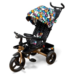 TRICICLETA COPII 5099EVA CU POZITIE DE SOMN, SCAUN REVERSIBIL, FAR CU LUMINI SI MUZICA, RAINBOW PLUS - Img 2