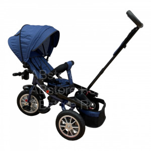 Tricicleta copii ABS TRIKE Jeans, Pozitii Somn, Roti De Cauciuc, Far Cu Sunete Scaun rotativ 01 - Img 3