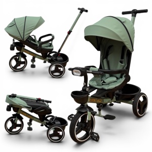 Tricicleta Copii Cu Pozitie De Somn Scaun Rotativ Sunete Si Lumini BPT620 Green Cool