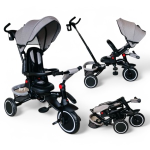 Tricicleta copii pliabila cu pozitie de somn si scaun rotativ Baby C. Trike Grey
