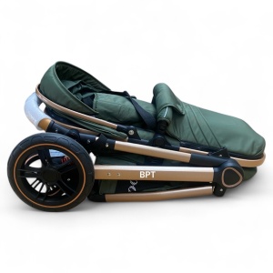 Carucior 2 In 1 Belecoo CLASS Dark Green Roti Cauciuc, Landou Reversibil - Img 8