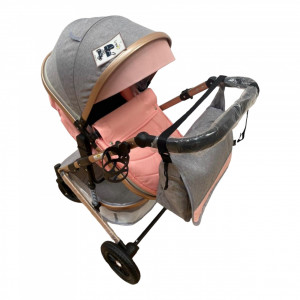 Carucior 3 în 1 Roz LS Baby F2T transformabil pliabil ușor și practic - Img 6