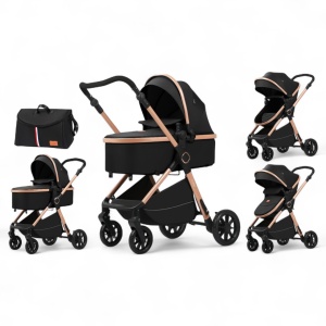 Carucior bebelusi 2 in 1 cu landou transformabil ,husa picioare si geanta Bloom Go BPT FNF7 Negru - Img 1