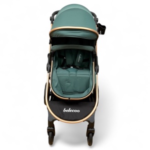 Carucior copii 2 In 1 Belecoo BebeJoy Cu Roti Cauciuc Landou Reversibil Transformabil Baby Green - Img 10