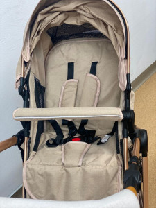 Carucior Copii 2 In 1 Belecoo CLASS Beige Roti Cauciuc, Landou Reversibil Transformabil - Img 7