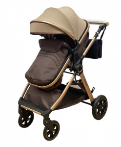 Carucior Copii 2 In 1 Belecoo CLASS Coffee Roti Cauciuc, Landou Reversibil - Img 2