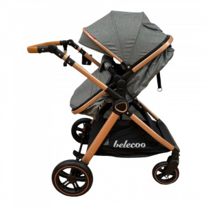 Carucior Copii 2 In 1 Belecoo CLASS Grey Roti Cauciuc Landou Reversibil Transformabil si GENTUTA - Img 6
