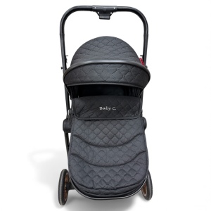 Carucior copii 2 in 1 cu maner reversibil si landou transformabil Baby C. Premium Negru BPTX2S - Img 4