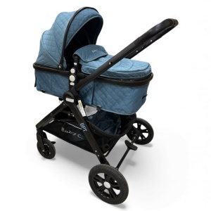 Carucior copii 2 in 1 cu maner reversibil si landou transformabil Baby C. Premium Albastru BPTX2S - Img 3