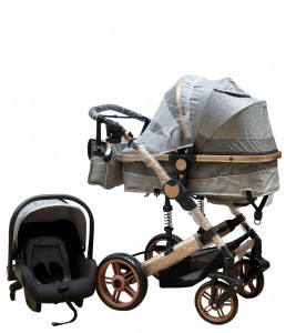 Carucior Copii 3 In 1 ABS Grey - Img 3