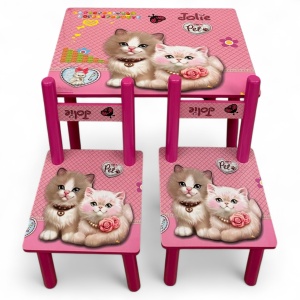 Set masuta cu 2 scaunele copii Pink Cats BPTW15 - Img 4