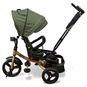 TRICICLETA COPII 5099EVA CU POZITIE DE SOMN, SCAUN REVERSIBIL, FAR CU LUMINI SI MUZICA, DARK GREEN - Img 8