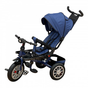 Tricicleta copii ABS TRIKE Jeans, Pozitii Somn, Roti De Cauciuc, Far Cu Sunete Scaun rotativ 01 - Img 4