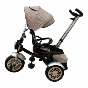 Tricicleta copii pozitii somn Motostyle Beige, Scaun Reversibil, Roti Cauciuc 03 - Img 4