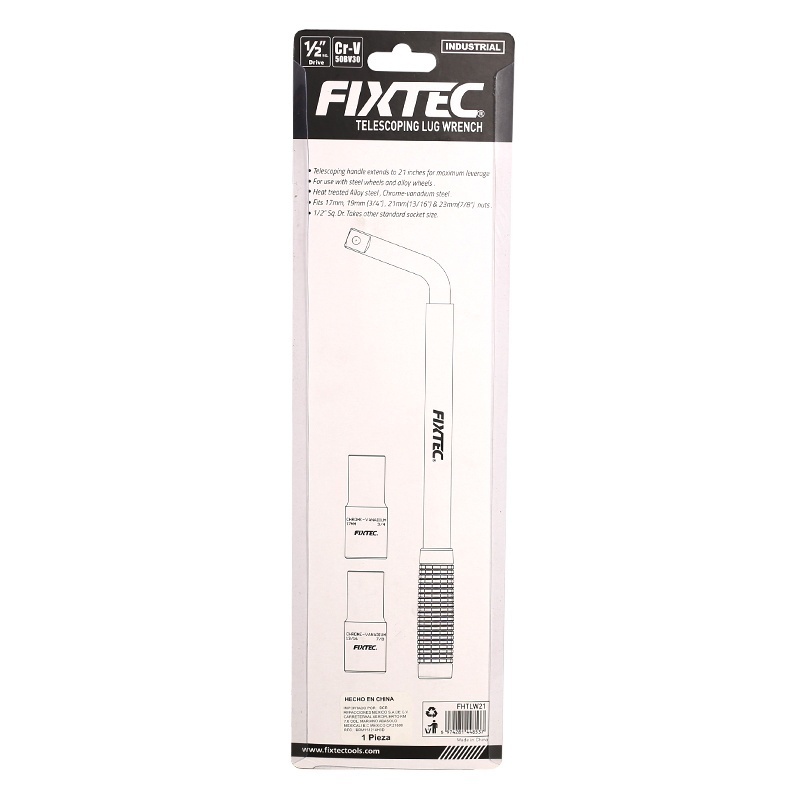 Cheie telescopica pentru roti FIXTEC 21 inch, CR-V, 4 dimensiuni capete - 1 | YEO