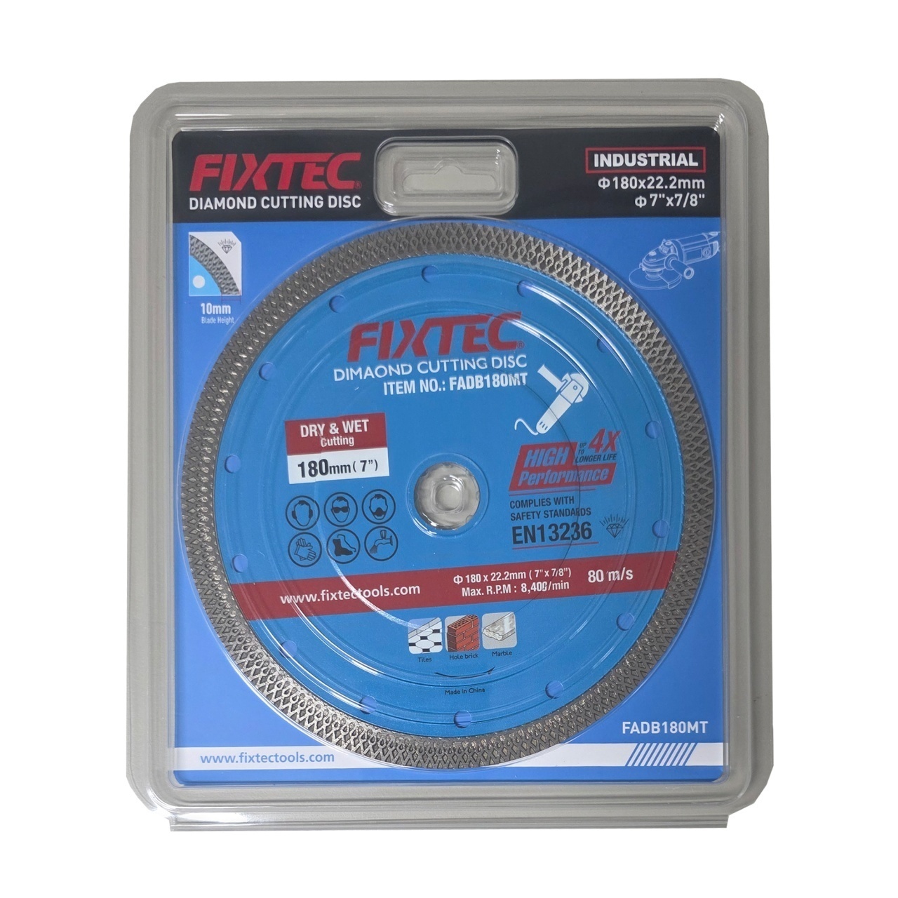 Disc diamantat de taiere FIXTEC 180x1.4x22.2mm